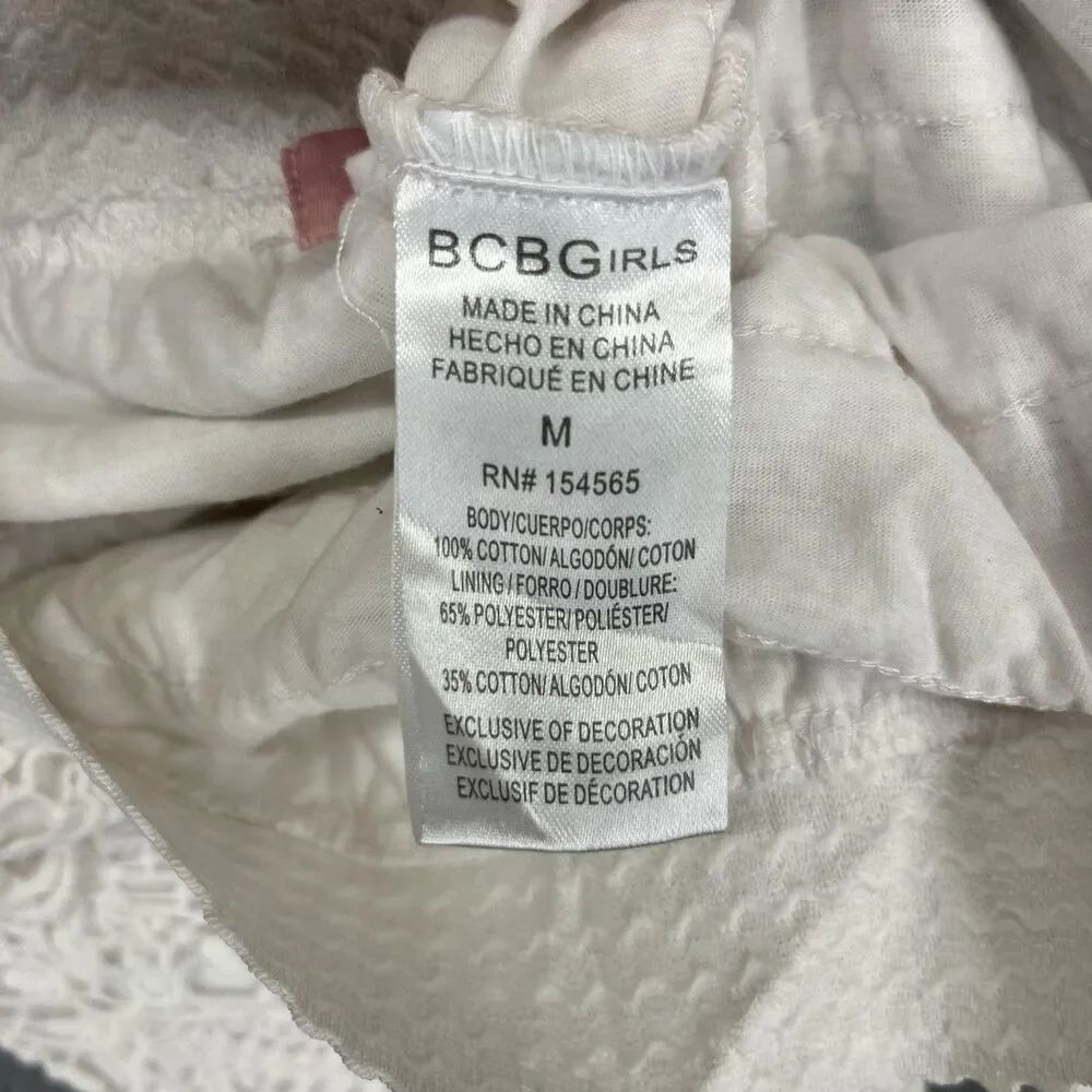 BCBG Girls Shorts Womens Medium White Lace Crochet Boho Festival Scallop Hem - Picture 9 of 14